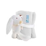 Manta infantil presa por peluche em forma de coelho branco Rabbit cor branco vista principal