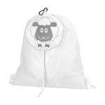 Mochila de cordão de poliéster para crianças, com forma de animal cor branco primeira vista