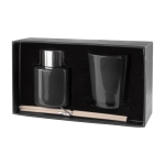 Conjunto aromático de ambientador de 50 ml e vela perfumada Wellness cor preto primeira vista