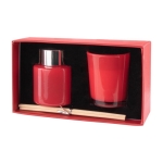 Conjunto aromático de ambientador de 50 ml e vela perfumada Wellness cor vermelho primeira vista