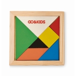 Jogo tangram de madeira colorido cor madeira vista principal segunda vista