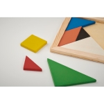 Jogo tangram de madeira colorido cor madeira vista fotografia quinta vista