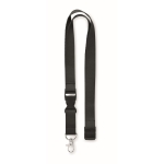 Lanyard de algodão de 20 mm com fivela e fecho Conscious Cotton cor preto segunda vista