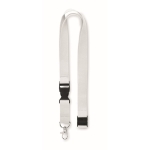 Lanyard de algodão de 20 mm com fivela e fecho Conscious Cotton cor branco segunda vista