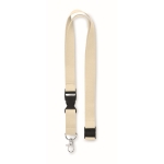 Lanyard de algodão de 20 mm com fivela e fecho Conscious Cotton cor bege segunda vista