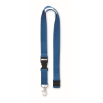 Lanyard de algodão de 20 mm com fivela e fecho Conscious Cotton cor azul real segunda vista