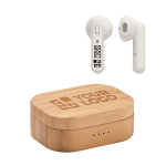 2 auriculares bluetooth TWS 5.0 por 3 horas com caixa de bambu Blues vista principal