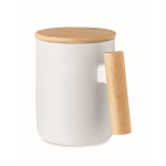 Caneca de cerâmica com tampa e asa de bambu, 380ml, Porcelain Majest cor branco