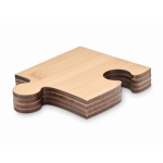 Set de 4 bases para copos em forma de quebra-cabeça de bambu Puzzle cor madeira terceira vista