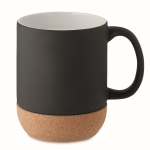 Caneca de cerâmica mate com base de cortiça 300ml Design Cork cor preto