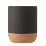 Caneca de cerâmica mate com base de cortiça 300ml Design Cork cor preto terceira vista