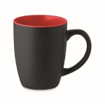 Caneca de cerâmica preta com interior brilhante de 290ml Duo Black cor vermelho