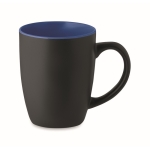 Caneca de cerâmica preta com interior brilhante de 290ml Duo Black cor azul real