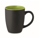 Caneca de cerâmica preta com interior brilhante de 290ml Duo Black cor verde-lima