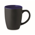 Caneca de cerâmica preta com interior brilhante de 290ml Duo Black cor azul ultramarino