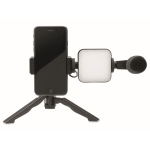 Kit de trípode c. microfone/luz p. telemóvel cor preto segunda vista
