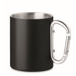 Caneca de aço de parede dupla com asa mosquetão 300ml Metal Colors cor preto