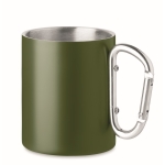 Caneca de aço de parede dupla com asa mosquetão 300ml Metal Colors cor verde-escuro