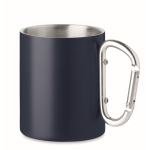 Caneca de aço de parede dupla com asa mosquetão 300ml Metal Colors cor azul ultramarino