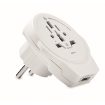 Adaptador de viagem compacto Skross World to europe USB cor branco