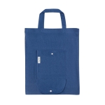 Saco dobrável promocional de algodão com bolsa incorporada 140 g/m2 cor azul