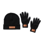 Conjunto de gorro e luvas tamanho adulto com dedos tácteis Set 2 Warm cor preto primeira vista