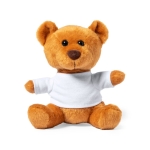 Ursinho de peluche macio com camisola branca personalizável Kiddo cor castanho primeira vista