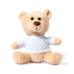 Ursinho de peluche macio com camisola branca personalizável Kiddo cor bege primeira vista