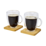 Conjunto de canecas de parede dupla com bases, 350ml Cappuccino cor transparente segunda vista