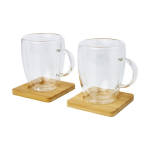 Conjunto de canecas de parede dupla com bases, 350ml Cappuccino cor transparente quarta vista