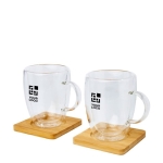 Conjunto de canecas de parede dupla com bases, 350ml Cappuccino