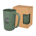 Caneca de cerâmica grande com acabamento mate de 480ml Americano cor verde vista impressão tampografia