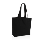 Saco de lona reciclada para compras com bolso 240 g/m2 EcoTrace Raw cor preto