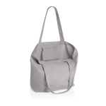 Saco de lona reciclada para compras com bolso 240 g/m2 EcoTrace Raw cor cinzento segunda vista