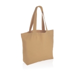 Saco de lona reciclada para compras com bolso 240 g/m2 EcoTrace Raw cor castanho-claro