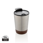 Caneca térmica personalizada em aço com base de cortiça 300ml EcoCork cor prateado