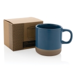 Caneca de cerâmica esmaltada de design original 360ml Artisanal cor azul vista com caixa