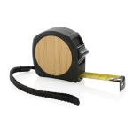 Fita métrica personalizada reciclada com tira de pulso Bamboo 5 M/19 mm cor preto