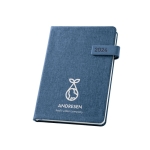 Agendas recicladas personalizadas com elástico A5 Colors Magnet cor azul imagem com logo