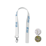 Lanyard de 20 mm de papel reciclado com sementes de flores silvestres cor branco vista principal