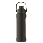 Garrafa de vidro com base de silicone e tampa com pega 750ml cor preto sexta vista