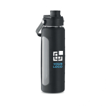 Garrafa de vidro com base de silicone e tampa com pega 750ml cor preto vista principal