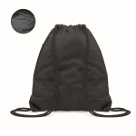 Mochila-saco refletora com cordão grosso e bolso com fecho de correr cor preto