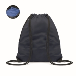 Mochila-saco refletora com cordão grosso e bolso com fecho de correr cor azul