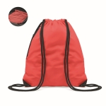 Mochila-saco refletora com cordão grosso e bolso com fecho de correr cor vermelho