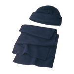 Conjunto polar de poliéster com gorro e cachecol 200 g/m2 cor azul segunda vista