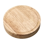 Set para cortar queijo com tábua de madeira, estojo circular cor castanho primeira vista