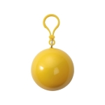 Impermeável de plástico dobrado numa bola com mosquetão cor amarelo segunda vista