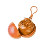 Impermeável de plástico dobrado numa bola com mosquetão cor cor-de-laranja segunda vista