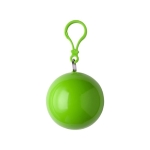 Impermeável de plástico dobrado numa bola com mosquetão cor verde-claro segunda vista